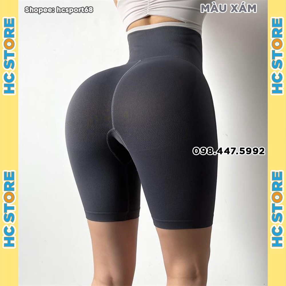 Quần tập gym nữ gen bụng Latex QL08 Mitao Girl dáng quần ngố lửng chất dệt kim lưng cao 20 cm nâng mông  - HcSport68