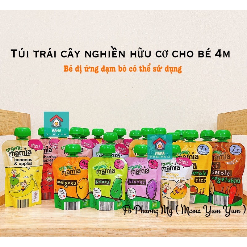 Date 12/2022 - Hoa quả, trái cây/Sữa chua hữu cơ Organic Mamia cho bé 4m của UK