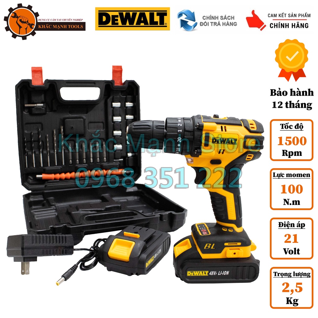 Máy Khoan Pin DeWaLT 48V Không Chổi Than, 3 chức năng khoan