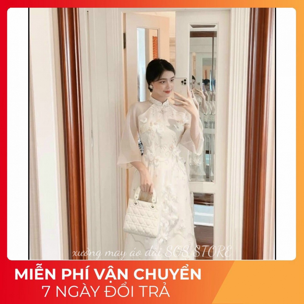 Áo Dài Cách Tân Nữ Lụa Tơ Hàng Cao Cấp Có Bảo Hành May Thủ Công A03