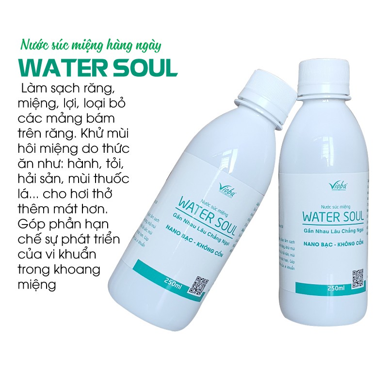 Nước súc miệng Water Soul Vioba Nano bạc 250ml giúp khử mùi hôi, cho hơi thở thơm mát