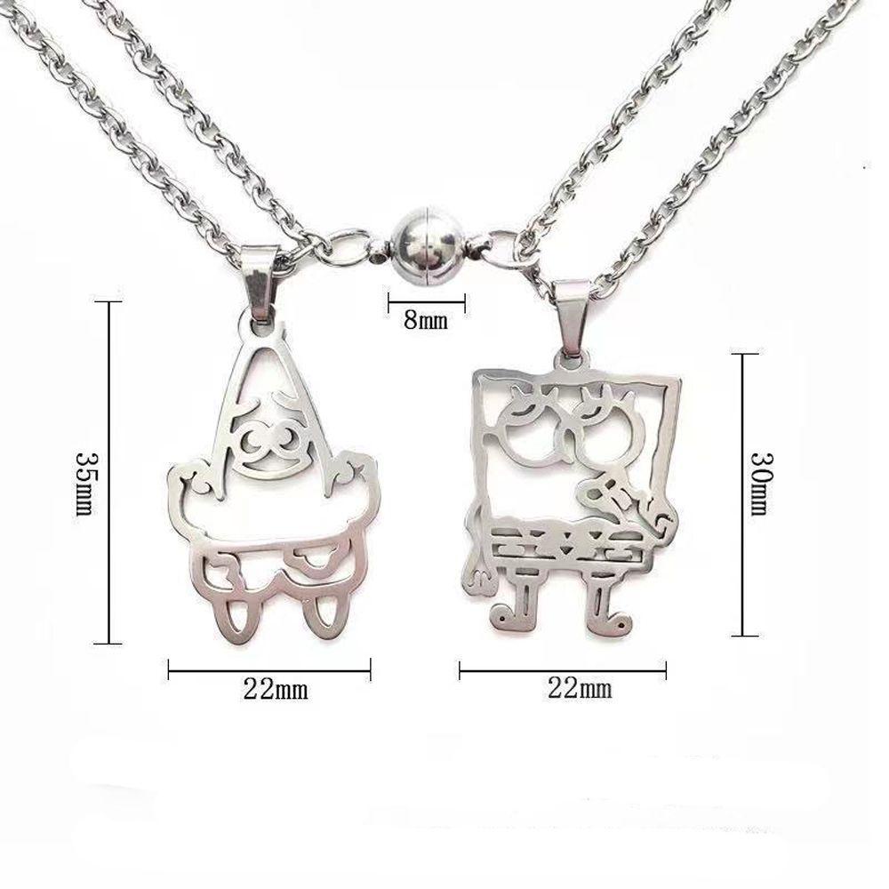 ANEMONE Vòng cổ Thép Titan Mặt Hình SpongeBob Phong Cách Nhật Bản Cho Cặp Đôi