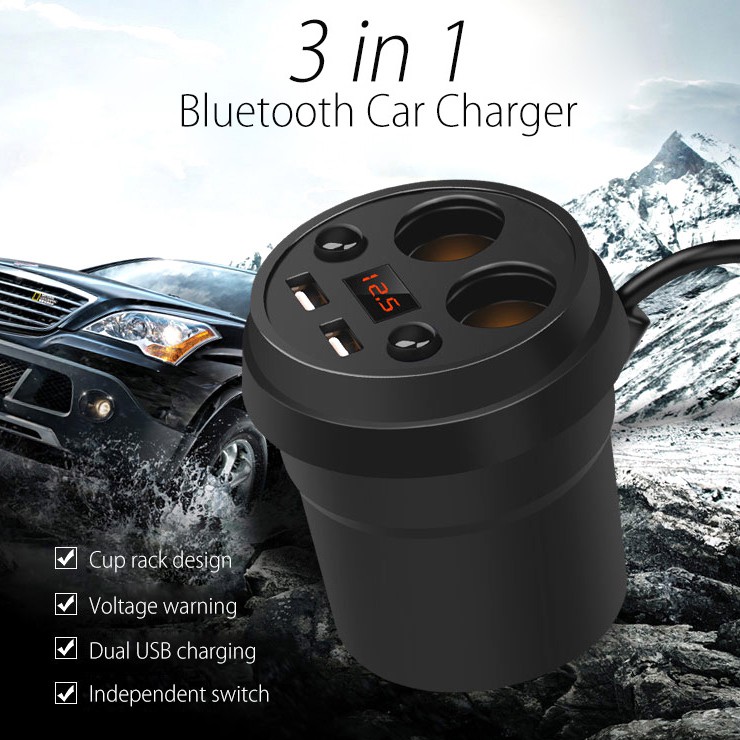 Bộ Chia Tẩu Sạc Và 2 Cổng USB Car Charger 2 USB PORTS Cao Cấp Trên Ô Tô