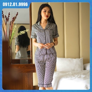Bộ Pijama lụa họa tiết răng sói