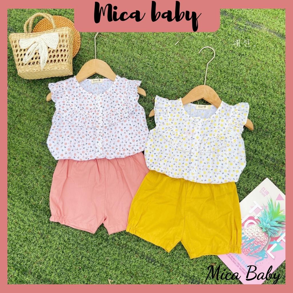Bộ quần áo cộc tay cho bé cổ yếm họa tiết họa nhí điệu đà đáng yêu Mica baby QA15