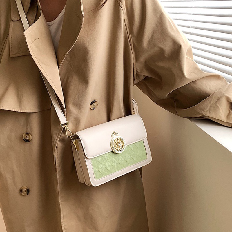 Túi Đeo Vai Hình Vuông Cỡ Nhỏ Màu Sắc Tương Phản Phong Cách Cổ Điển Thời Trang Cho Nữ