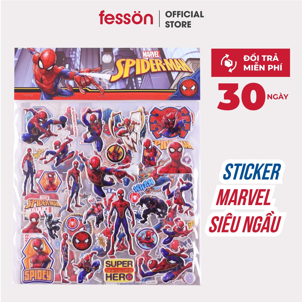 Set sticker hình dán người nhện fesson, Sticker 3d spider man cho bé trang trí sáng tạo