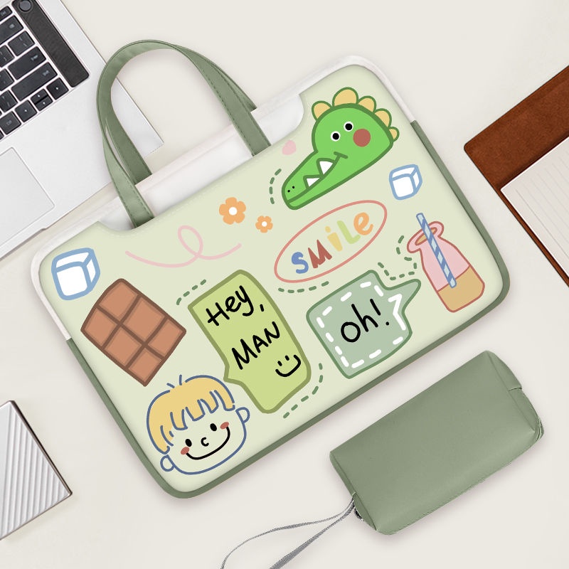 Túi Đựng Laptop 15.6-Inch 16-Inch 14-Inch 12-Inch Bằng Nhung Chống Mài Mòn In Họa Tiết Graffiti Dễ Thương