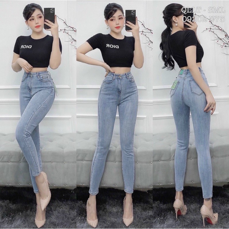 (32~36 bigsize) Dài Jeans Lưng Siêu Cao Qua Rốn - Quần Bò Cạp Cao Siêu Tôn Dáng