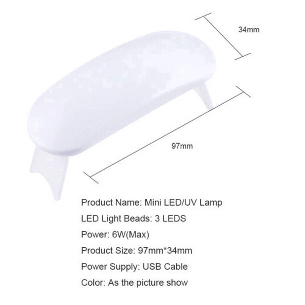 Đèn LED Mini 6W dùng hong khô sơn trang trí móng tay kích thước 97x34mm