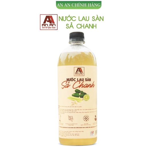 Nước Lau Sàn Sả Chanh, khử mùi đuổi muỗi và côn trùng, Nước lau sàn Hữu cơ Bồ hòn AN AN 1000ml