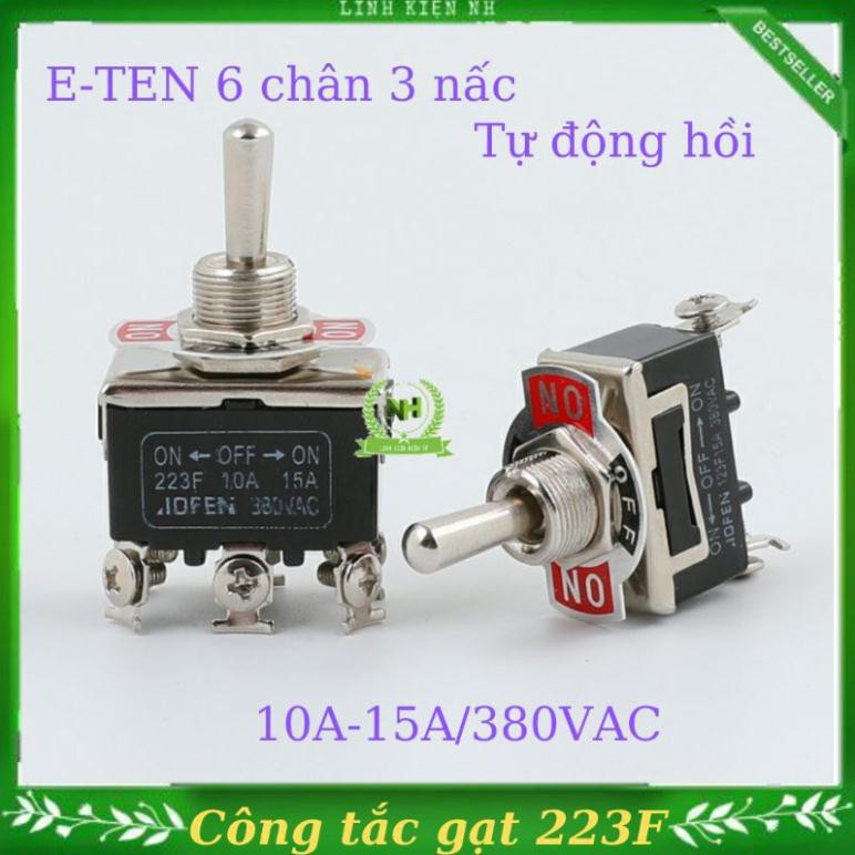 Công Tắc Gạt Tự Động Hồi 6 Chân 3 Nấc E-TEN 223F 15A/380VAC Loại Tốt