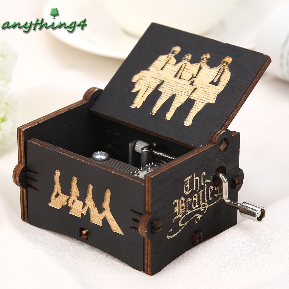 ♚any♚ Convenient Vintage Wooden Hand Cranked Music Box Retro Home Ornaments Crafts Kids Gift