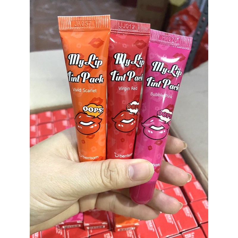 Combo 3 son xăm môi Hàn Quốc chính hãng Berisom Chu My Lip Tint Pack  #3 tông màu bất kỳ