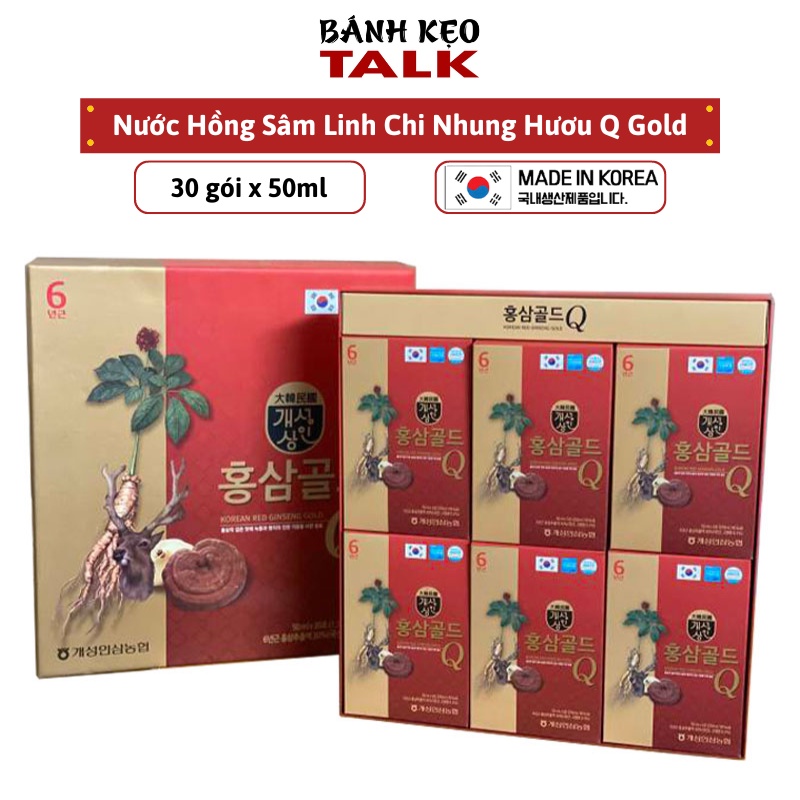 Nước Hồng Sâm Nhung Hươu Linh Chi Q Gold Hàn Quốc Hộp 30 gói x 50 ml ( Date 2025)