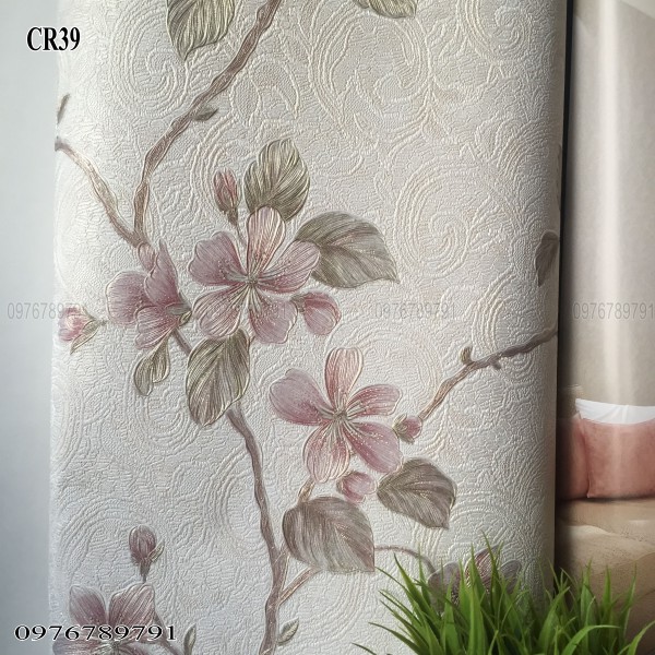 10m Giấy Dán Tường Hoa Hồng Dây 3D Cao Cấp Cho Phòng Ngủ Phòng Khách Lụa Không Keo Khổ 53cm