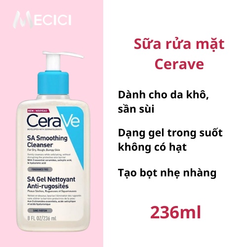 Sữa rửa mặt Cerave Cleaner cho da dầu, da thường, da khô, da nhạy cảm, 236ml - Hàng chính hãng