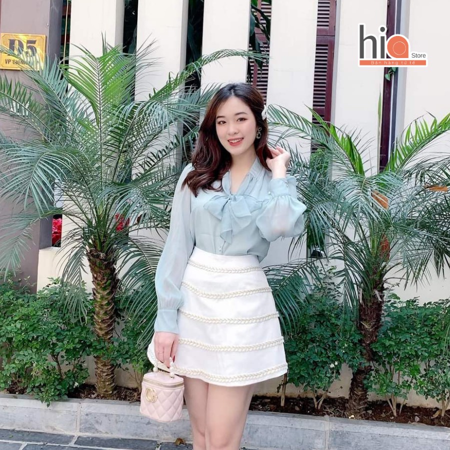 Áo voan kiểu sơ mi công sở nữ cổ nơ tay phồng dáng tiểu thư phong cách Hàn Quốc - Hia Clothing | BigBuy360 - bigbuy360.vn
