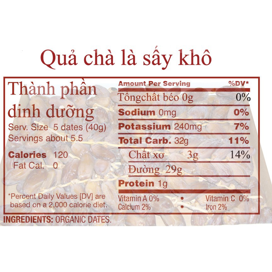 [HÀNG AIR] Chà Là Nguyên Cành Sấy Dẻo Dates Sanwan Tusnisia hộp 500g