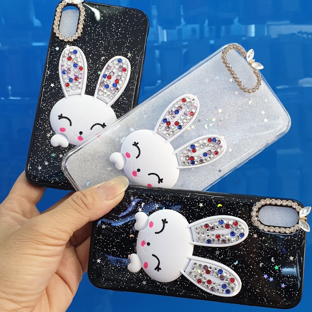 Ốp Đính Đá Tai Thỏ  Đính Đá Siêu cute đáng yêu