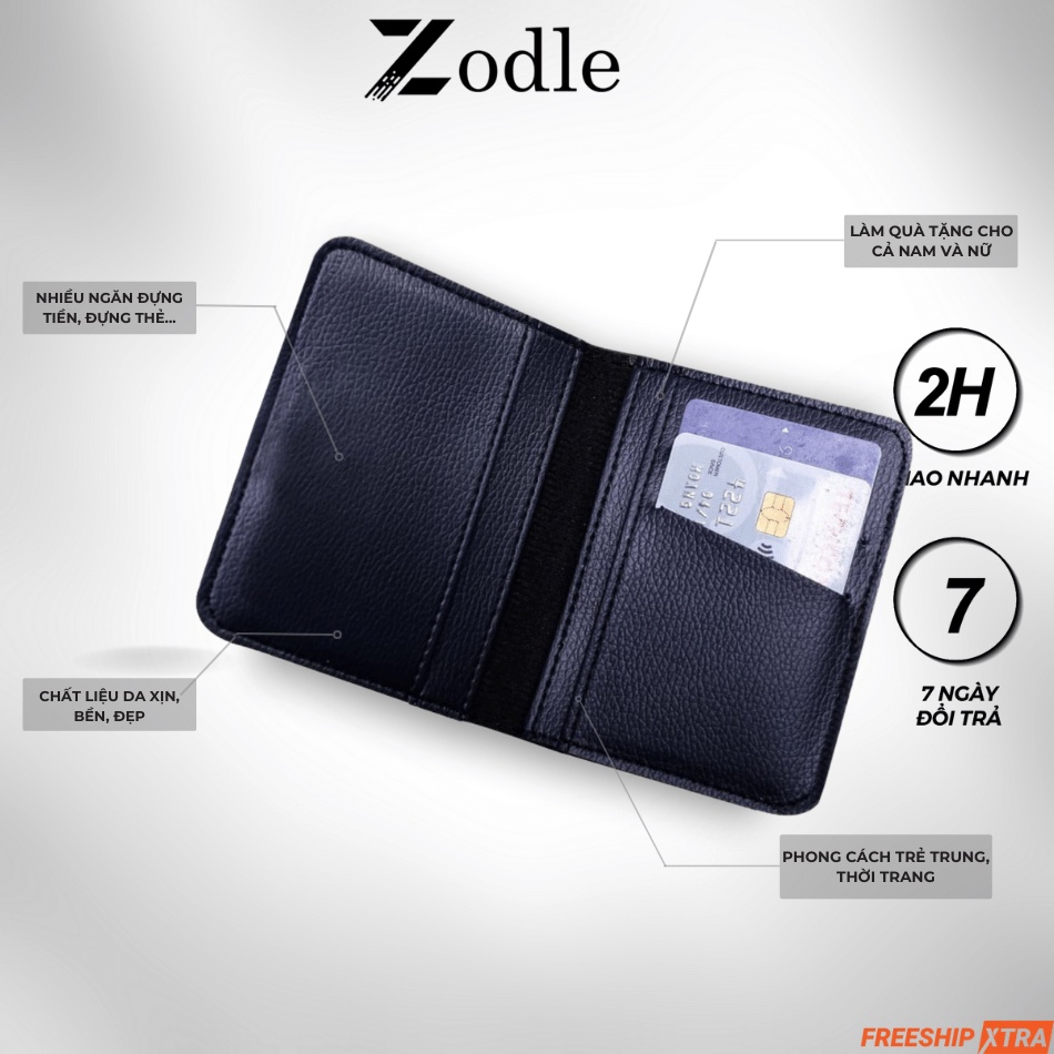 Bóp Ví Nam Mini Ví Da Nam nhỏ gọn cầm tay đựng tiền thẻ nhiều ngăn thời trang Zodle MN01