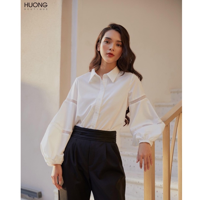 Áo sơ mi cotton tay bồng HUONGBOUTIQUE HBSM682