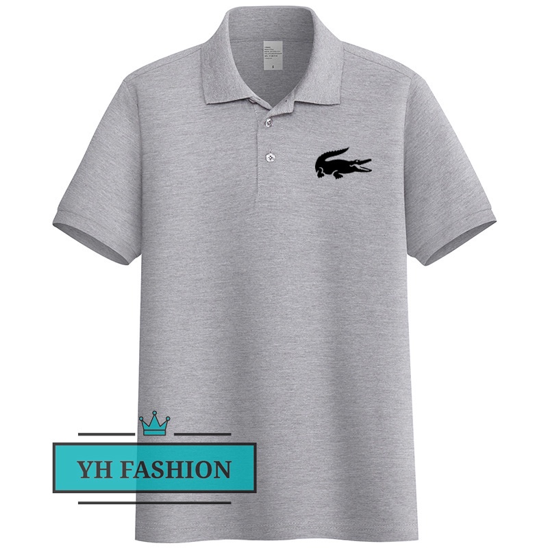 La Áo Thun Polo Cotton Nguyên Chất In Hình Cá Sấu + Nhãn + Nhãn Hiệu Unisex