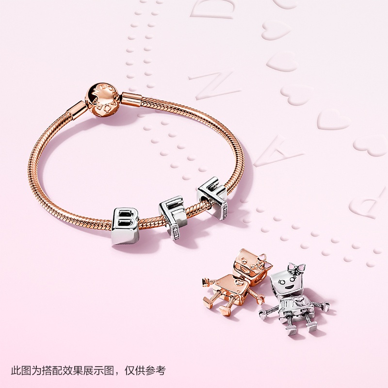 Pandora Màu Vàng HồngMomentsVòng Tay Dệt
