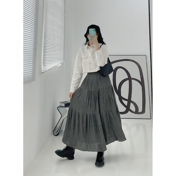 [Mã FAMALLT5 giảm 15% đơn 150k] Áo khoác croptop dài tay thời trang GAGO buttons front long sleeve jacket màu kem GA3379 | BigBuy360 - bigbuy360.vn