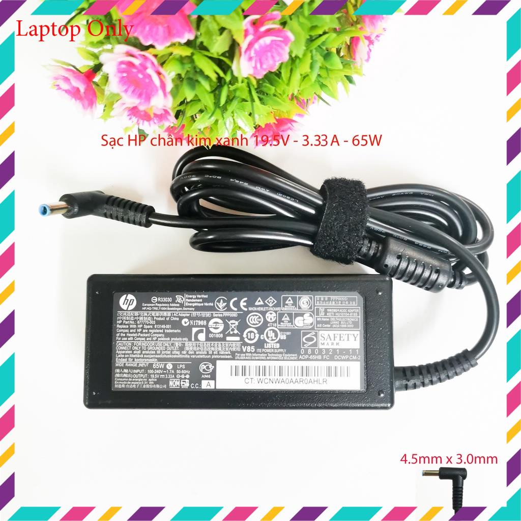 Sạc laptop HP chân kim xanh/nhỏ 19.5V - 3.33A - 65W chính hãng (Zin)