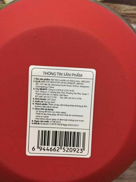 Tô Trộn Inox Có Quai Treo 18cm, 20cm, 24cm Lock&Lock MIX2182, MIX2202, MIX2242