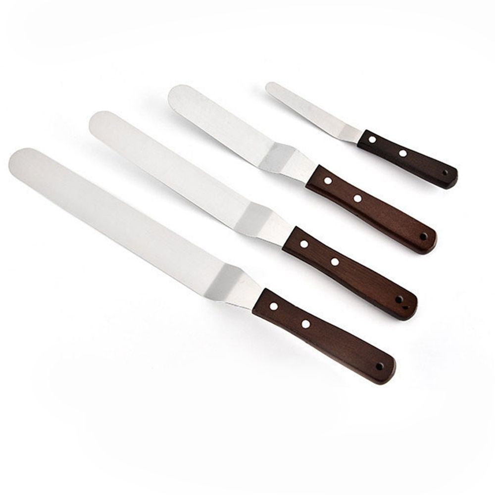 Dao Cắt Bánh Kem Bằng Thép Không Gỉ Tay Cầm Gỗ 4 / 6 / 8 / 10 Inch