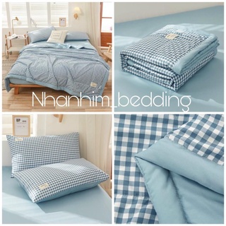 Bộ chăn ga gối Chần Bông Cotton TC Nhà Nhím Chăn ga gối đủ size giường nệm