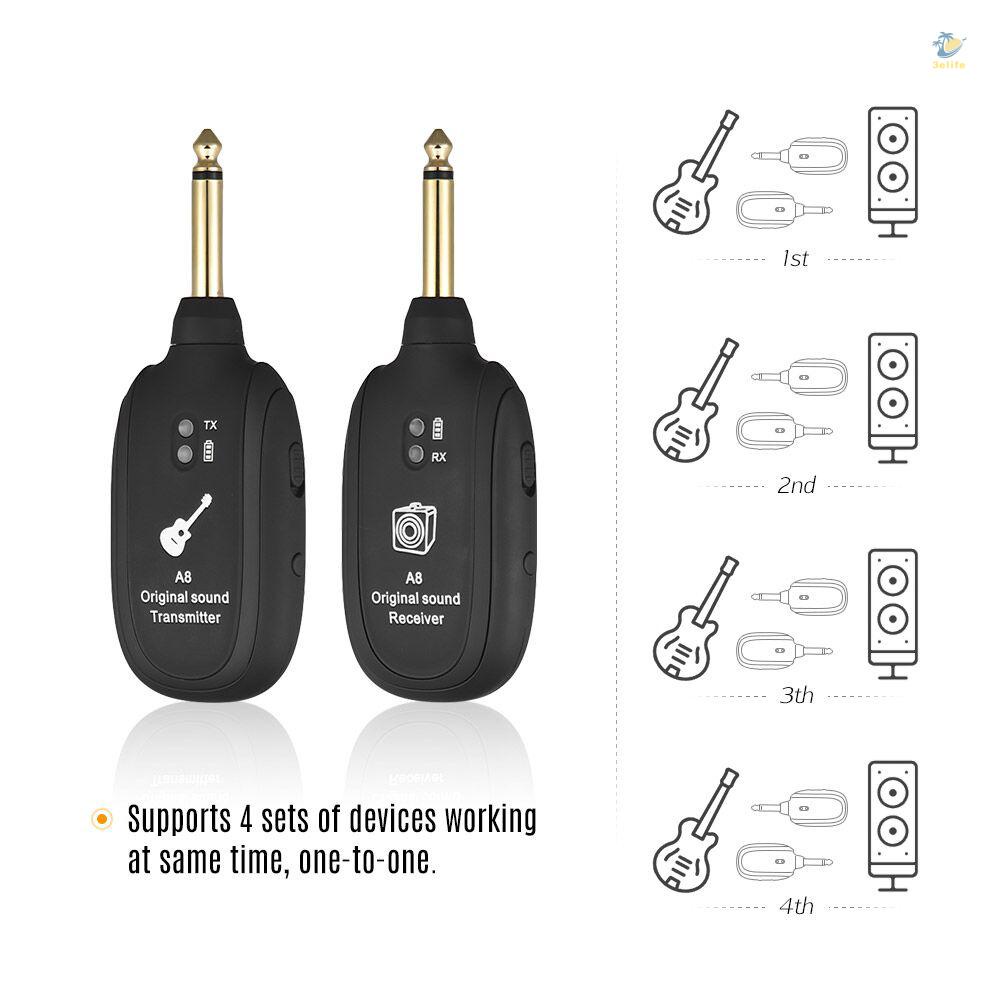 Đầu thu phát tín hiệu không dây A8 UHF 730mhz phạm vi 50M cho đàn guitar điện/violin tiện dụng