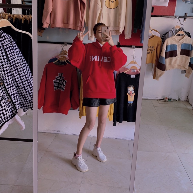 Áo hoodie nữ form rộng cute có mũ chất nỉ bông dày dặn | BigBuy360 - bigbuy360.vn