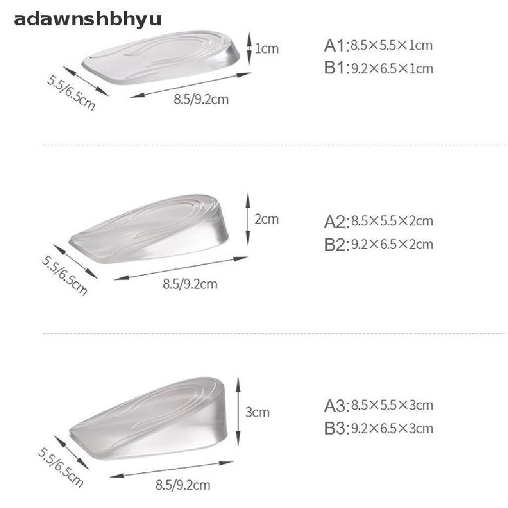 1 Cặp Đệm Silicone Gel Lót Giày Tăng Chiều Cao Co Giãn Hỗ Trợ Giảm Đau Cho Unisex