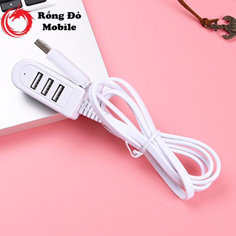 Hub dây cáp chia 3 cổng USB 2.0 có thể dùng để chia cổng sạc và truyền dữ liệu như USB thông thường - Rồng Đỏ Mobile