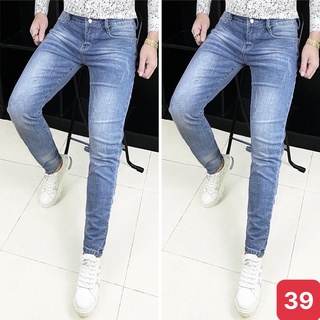 Quần jean nam xanh nhạt trơn không rách gối chất bò cao cấp co dãn 4 chiều, quần rin nam đẹp DP31 mẫu mới