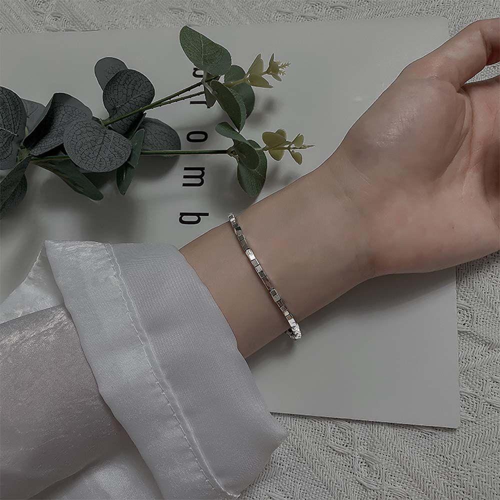 Vòng Tay Ống Vuông Đính Hạt Khối Lập Phương Thời Trang Thanh Lịch Làm|Vòng Tay Hình Học Nhiều Màu Sắc Có Thể Điều Chỉnh Kích Thước