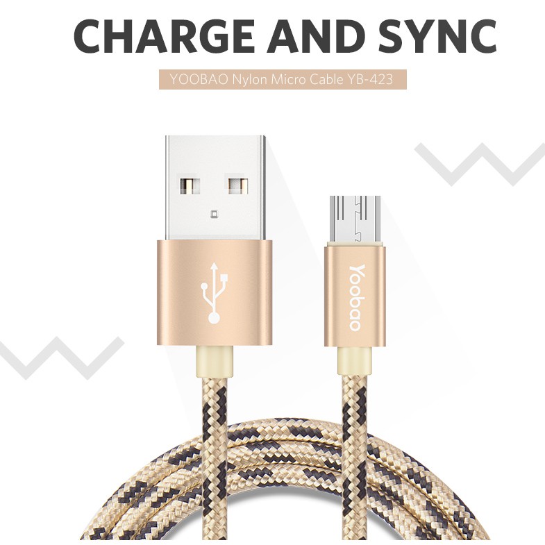 Cáp sạc yoobao micro usb - Bọc dù siêu bền bỉ,sạc nhanh
