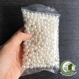 Bịch hạt ngọc trai nhựa màu trắng lớn - bịch 100gr