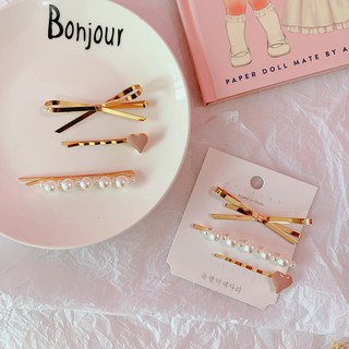 Clips Side clips Duckbill clips Hairpins Folders Headwear Hair accessories Korea Pearl hair clips three-piece