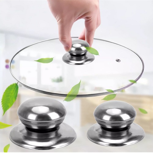 Set 2 núm nắp vung nồi xoong chảo bằng inox chất lượng cao, núm dụng cụ nhà bếp tay cầm bằng thép không gỉ