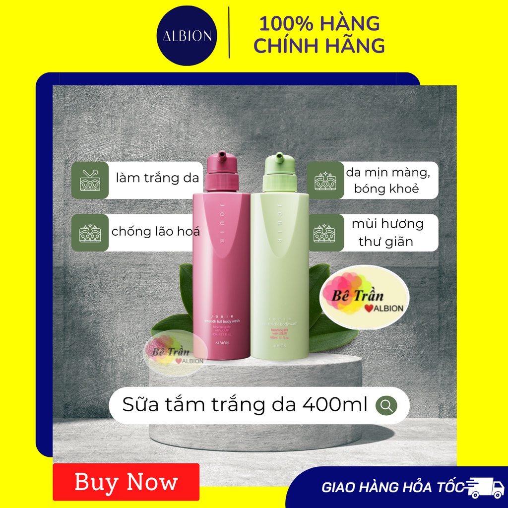 Sữa tắm trắng da mịn màng bóng khoẻ Smooth Full Body Wash 400ml (Auth 100% từ store ALBION)