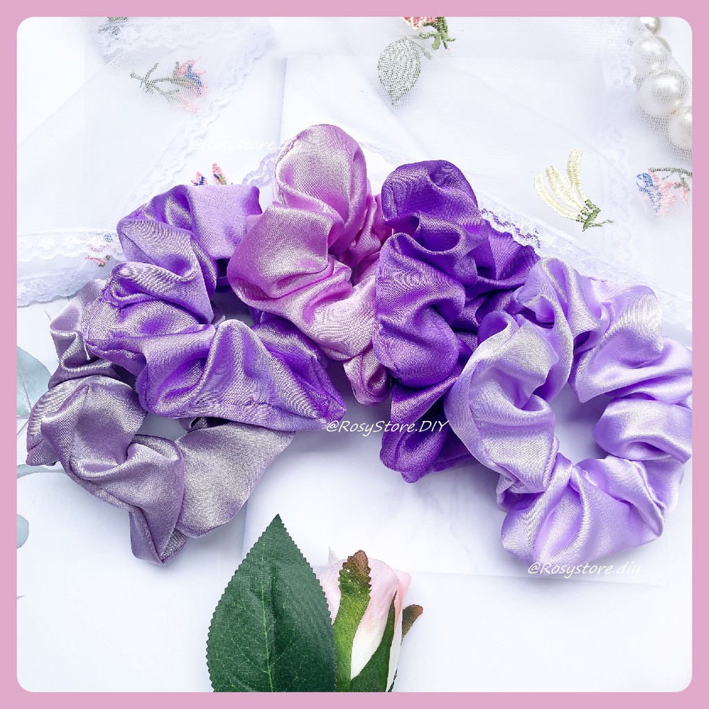 [Ảnh thật]CỘT TÓC VẢI SCRUNCHIES LỤA SATIN TÔNG TÍM SANG TRỌNG-THỜI TRANG HÀN QUỐC NỮ PHỤ KIỆN GIÁ RẺ ĐẸP