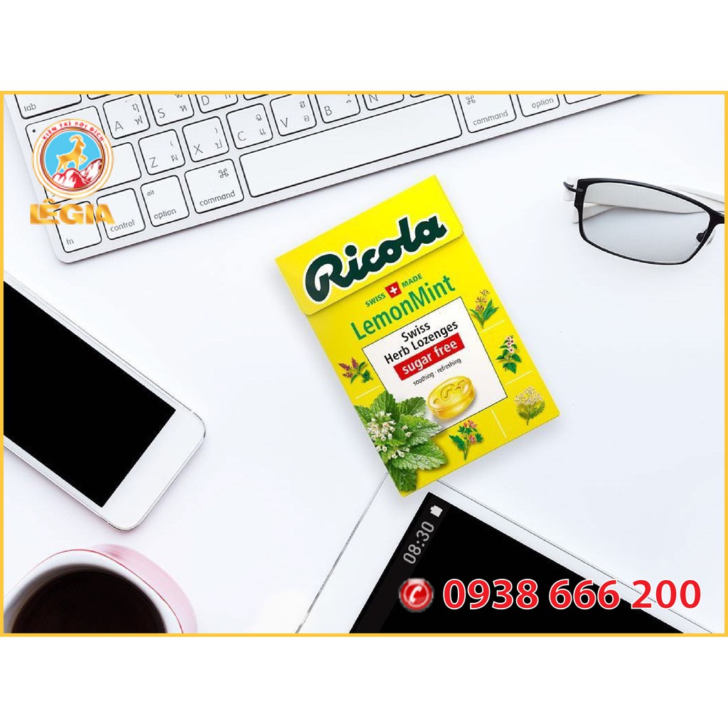 KẸO THẢO MỘC CHANH &amp; BẠC HÀ RICOLA 40G - RICOLA SUGAR FREE LEMON MINT