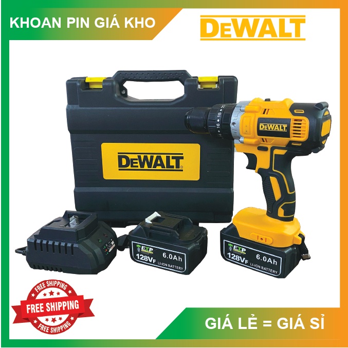 Khoan Pin DEWALT 128V Có Chổi Than 13mm, Bền, Khỏe, Hàng loại 1
