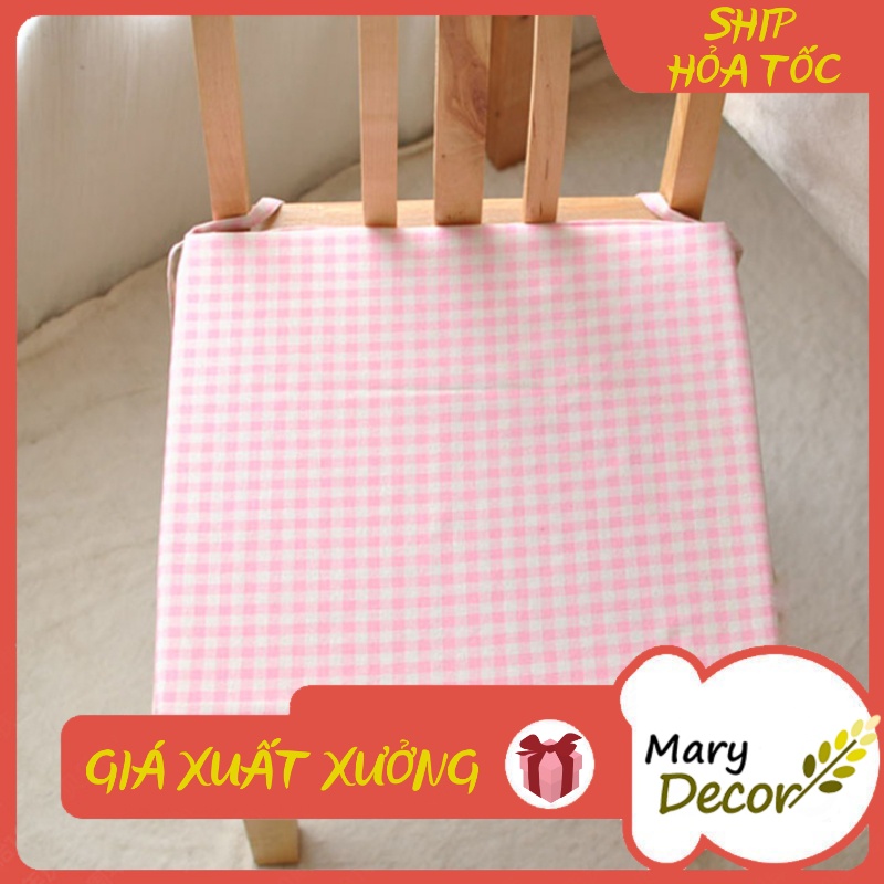 Đệm ngồi mút vải linen Caro hồng - B06