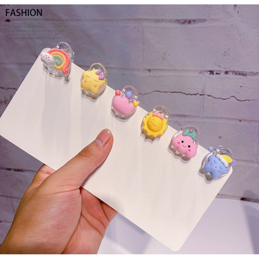 MVP2378 Kẹp Tóc Mini Hình Cầu Vồng / Mặt Trời / Ngôi Sao / Đám Mây Dễ Thương Cho Nữ