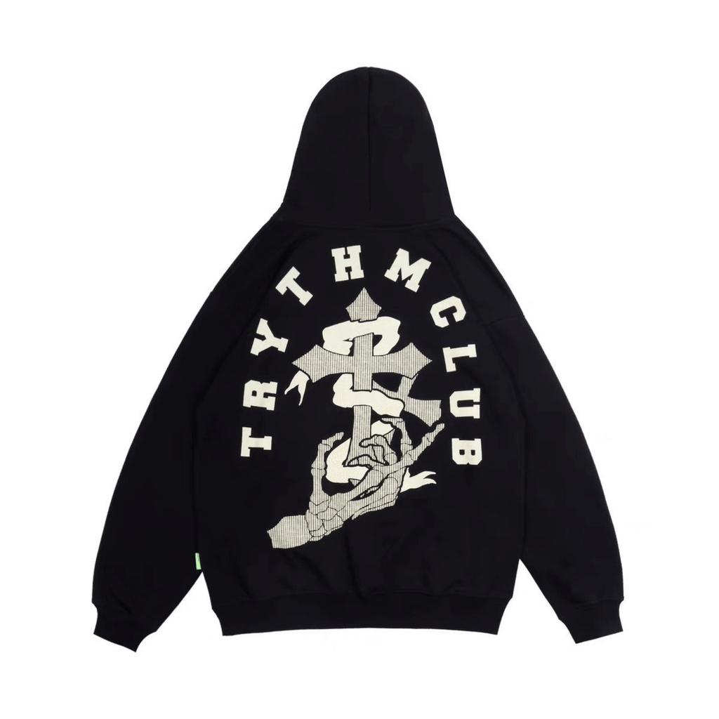 Áo Hoodie Nỉ Dáng Rộng Form Oversize Unisex Nam Nữ In Hai Mặt TRY